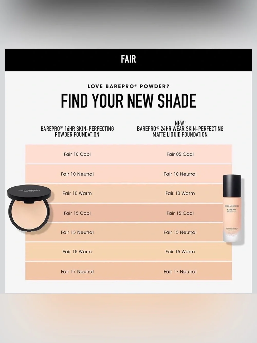 bareminerals Barepro 24HR Wear Matte Liquid Foundation Fair 10 Warm